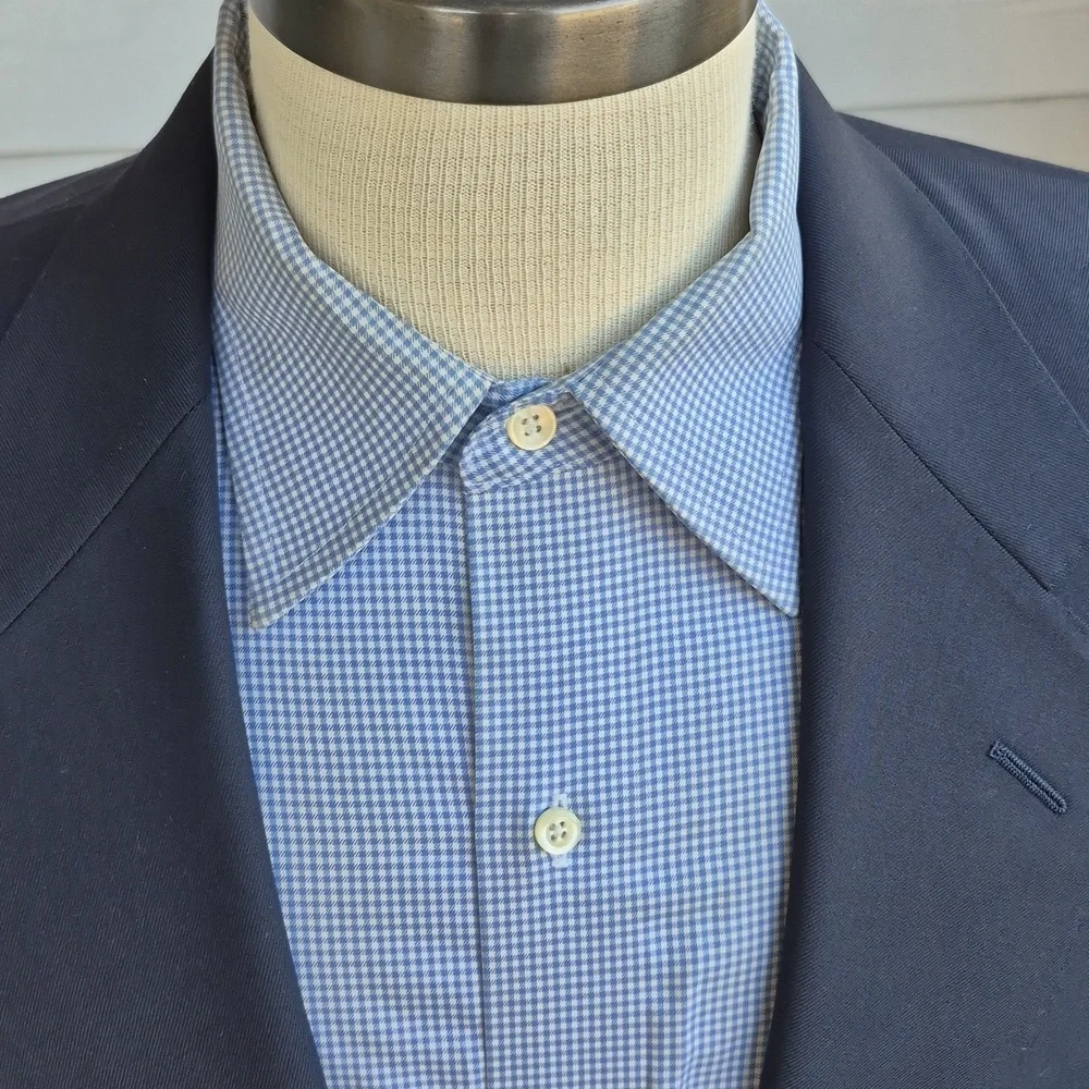 CANALI Italy Solid Dark Navy Pure Wool Mens 46 R Sport Coat‎ Blazer
